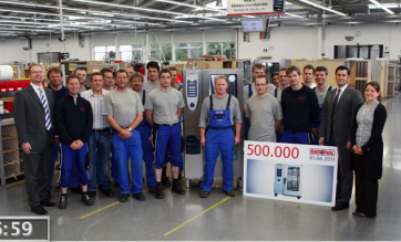 Gruppo di persone con forno Rational. Produzione di forni professionali.