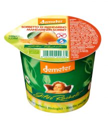 Sorbetto di mandarino Demeter. Gelato biologico artigianale italiano.
