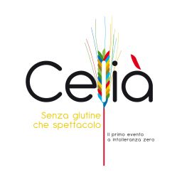 Logo Celia: evento senza glutine. Spiga colorata stilizzata e scritta Celia.