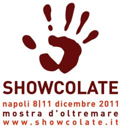Logo Showcolate Napoli 2011. Impronta di mano stilizzata, evento cioccolato artigianale a Napoli.