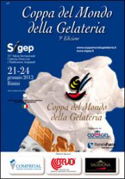 Flyer Coppa del Mondo della Gelateria. Gelato artigianale a Rimini. Sigep, concorso gelatieri.