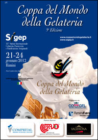 Flyer Coppa del Mondo della Gelateria. Gelato artigianale a Rimini. Sigep, concorso gelatieri.