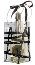 Bottiglia spumante in borsa regalo trasparente con nastro Life is a bubble. Alice Bubbles Bag.