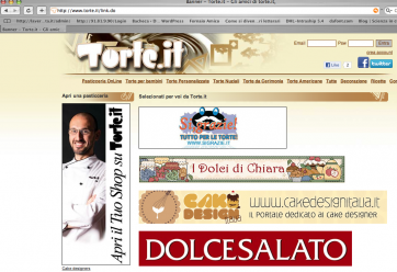 Sito Torte.it: pasticceria online, torte personalizzate, cake design. Banner pubblicitari di negozi e servizi per torte e dolci.
