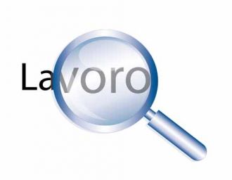 Lavoro: lente d'ingrandimento su opportunità di lavoro, ricerca lavoro.