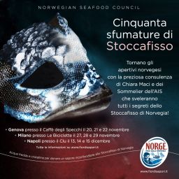 Aperitivi norvegesi: maschera di stoccafisso. Eventi a Genova, Milano, Napoli. Scopri i segreti dello stoccafisso di Norvegia.