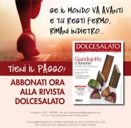 Copertina rivista Dolcesalato: abbonati ora! Ricette gianduiotto e torrone. Tendenze gelato. Resta aggiornato sul food.