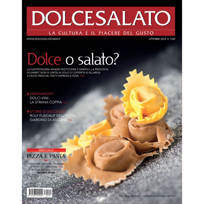 Copertina rivista Dolcesalato: pasta fresca ripiena. Speciale pizza e pasta. Cultura e piacere del gusto. Ottobre 2013.