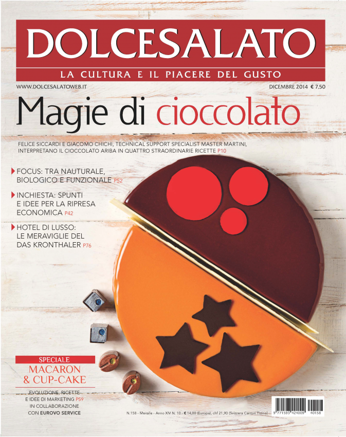 Copertina rivista Dolcesalato: magie di cioccolato, torte e pasticceria. Macaron e cup-cake speciali.