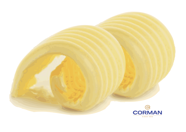 Riccioli di burro Corman. Burro di alta qualità per pasticceria e cucina.