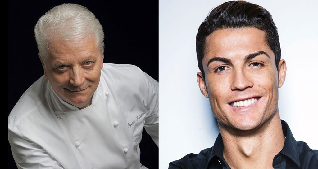 Silvio Massari e Cristiano Ronaldo. Chef italiano e calciatore portoghese.