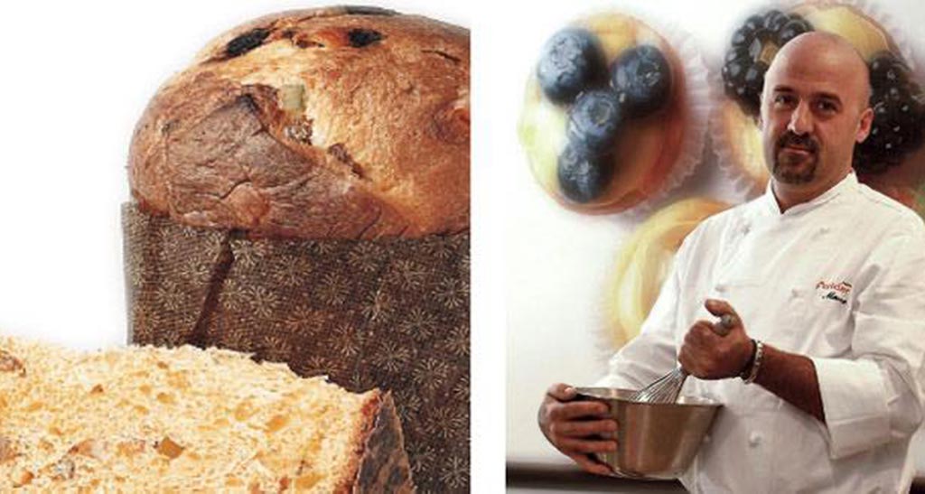 Panettone artigianale e chef pasticcere. Dolce tradizionale italiano e creazioni di pasticceria.