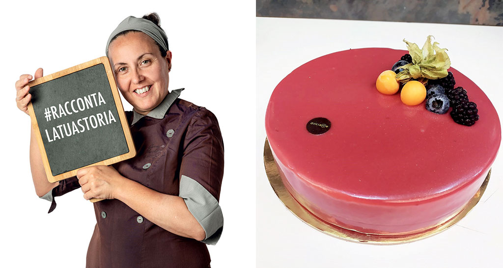 Carmen Vecchione con torta Dolce Icona. #RaccontaLaTuaStoria. Pasticceria artigianale, dessert con frutti di bosco.