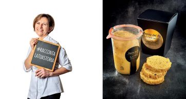 Chef Mazzali con #raccontalatastoria e Pepita del Po, lievitato salato artigianale.