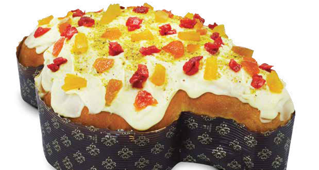 Colomba Pasquale artigianale Sal De Riso. Ricca glassa, canditi colorati e pistacchio. Dolce tradizionale di Pasqua.