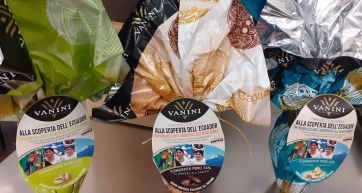 Uova di Pasqua Vanini. Cioccolato fondente dal Perù con sorpresa. Dolci pasquali artigianali.