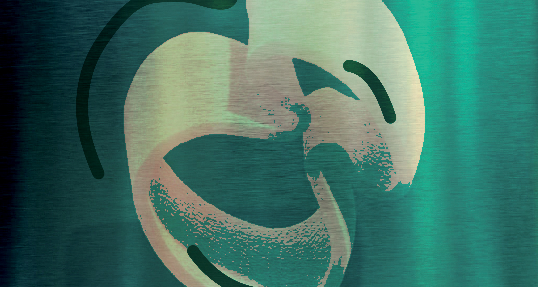 Arte astratta: forme fluide su sfondo turchese. Design moderno, texture dinamiche.