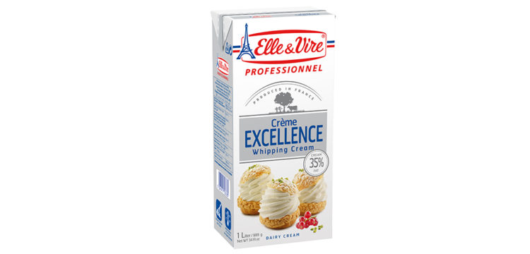 Panna da montare Elle & Vire Excellence, 35% grassi. Ideale per dolci e dessert.