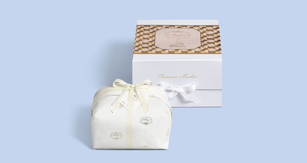 Panettone artigianale Marchesi 1824 in confezione regalo. Dolce natalizio italiano.