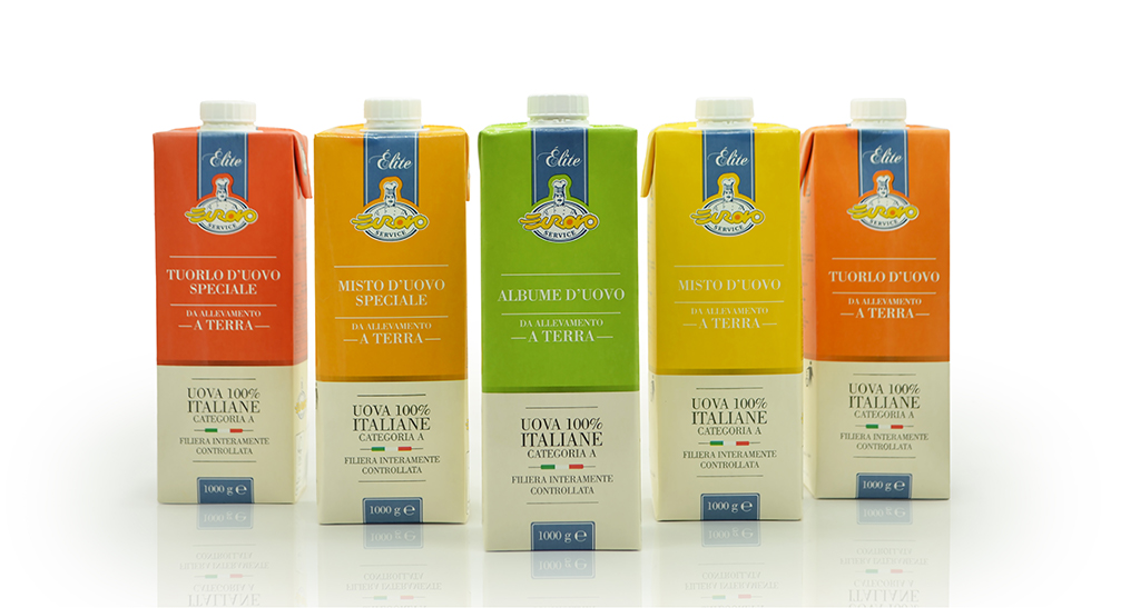 Confezioni Eurovo Elite: uova 100% italiane da allevamento a terra. Tuorlo, albume e misto d'uovo.