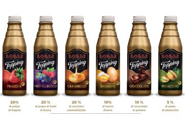 Topping Lolli Liquori: gusti fragola, frutti di bosco, caramello, zabaione, cioccolato, pistacchio. Dolci guarnizioni.