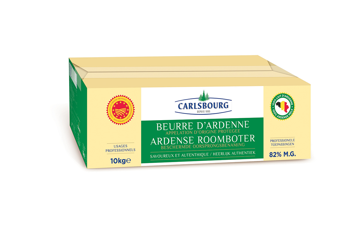 Packshot burro belga Carlsbourg AOP da 10kg. Burro d'Ardenne dal gusto tradizionale, ideale per professionisti.