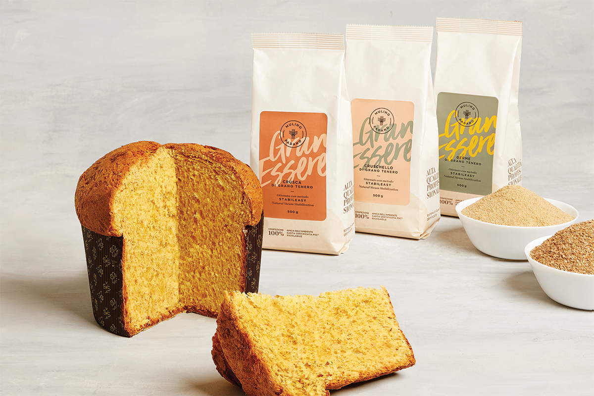 Panettone GranEssere: fibre per dolci, crusca e germe di grano tenero. Ingredienti per un panettone più gustoso e salutare.