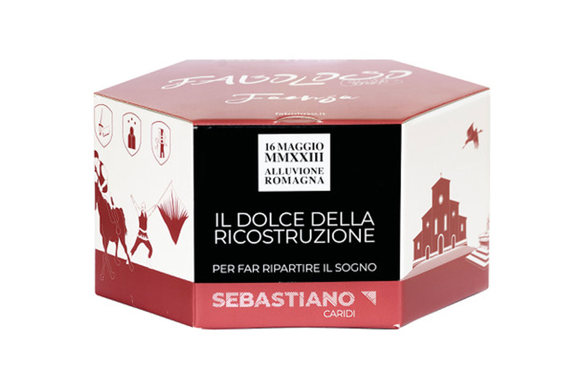 Packaging Il Dolce della Ricostruzione di Sebastiano Caridi. Favoloso dolce artigianale per la Romagna.