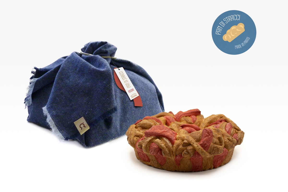 Pan di stracci: dolce artigianale di Prato, confezionato in tessuto riciclato. Specialità toscana.