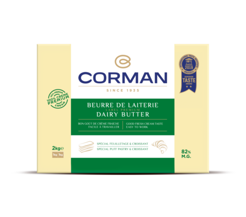 Burro di latteria Corman per Moulin Rouge. Burro premium per pasticceria e croissant. Ottimo sapore di crema fresca.