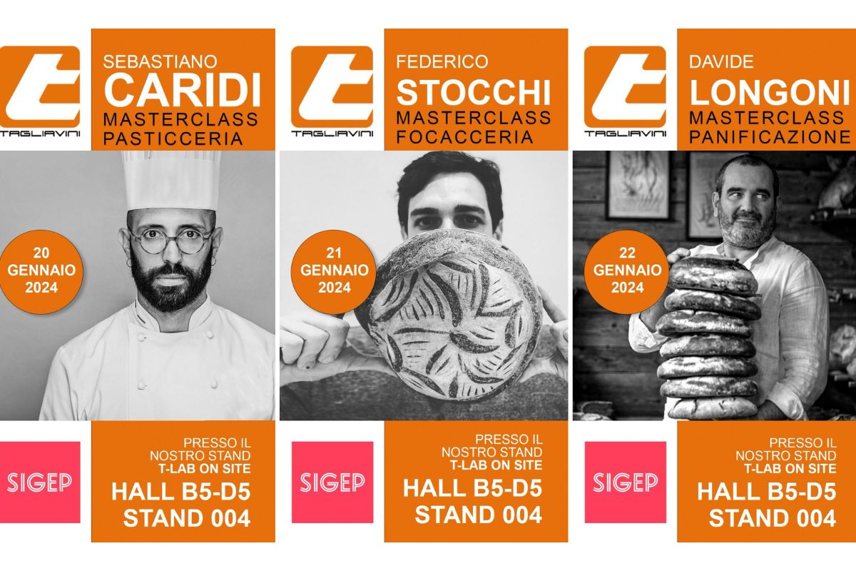 Tagliavini a Sigep 2024: masterclass pasticceria, focacceria e panificazione con Caridi, Stocchi e Longoni.