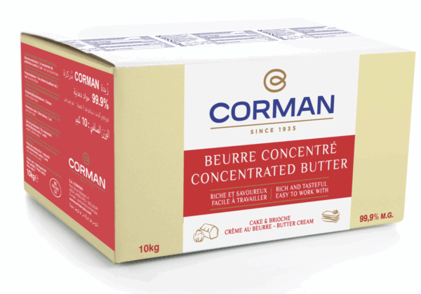 Burro concentrato Corman. Ideale per pasticceria, torte e brioche. Burro di alta qualità.